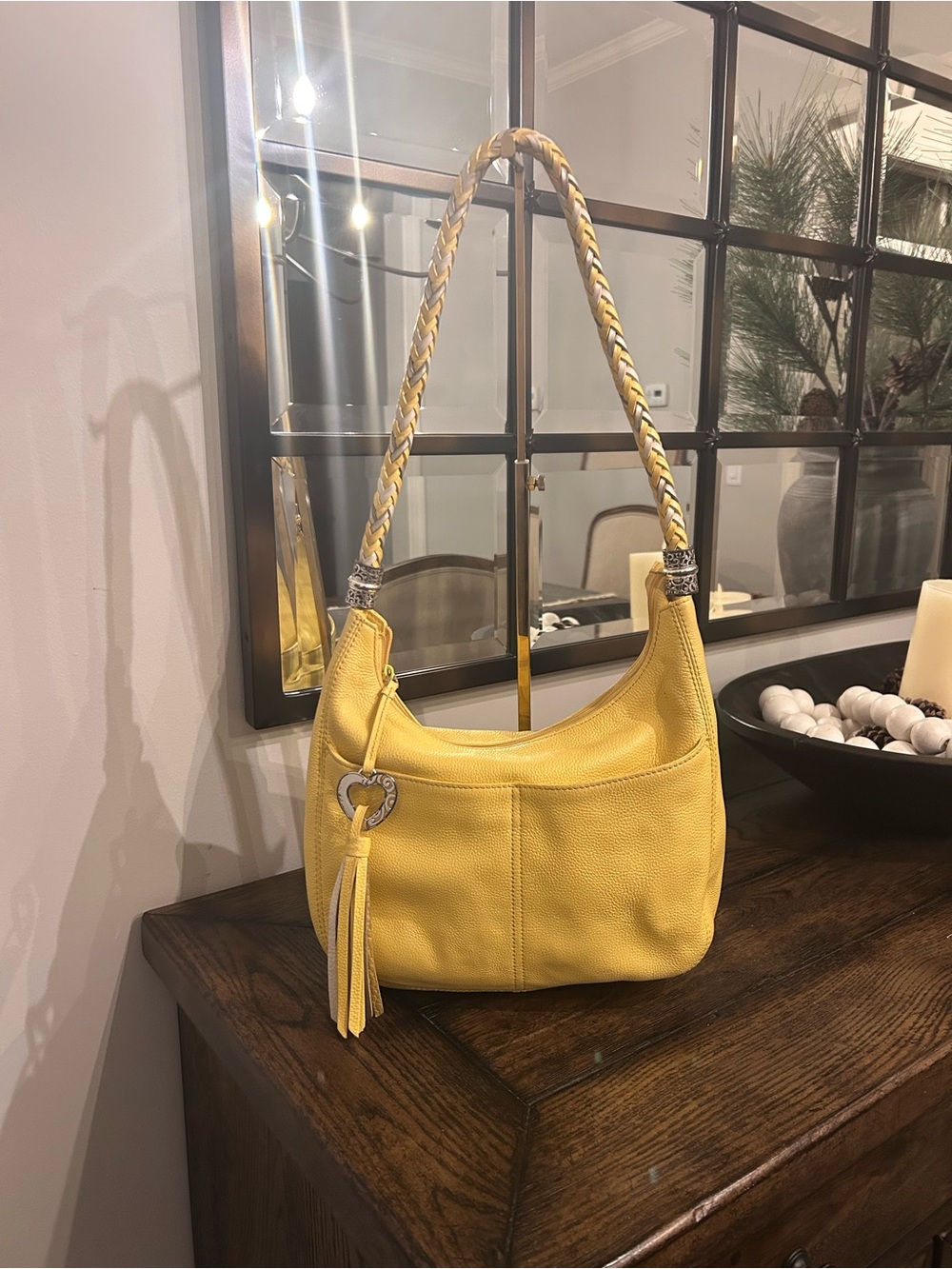 Brighton yellow leather Barbados hobo bag